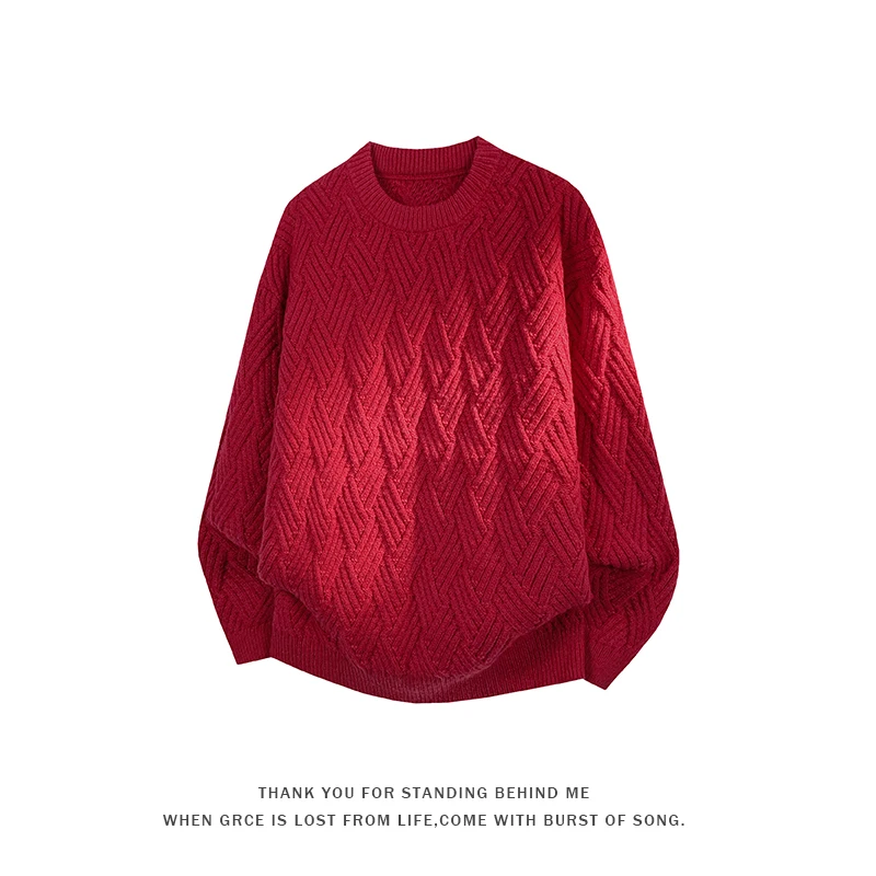 

2025 осень-зима, мужские свитера с круглым вырезом, мужские однотонные повседневные свитера, мужские вязаные топы с круглым вырезом, мужские уличные пуловеры