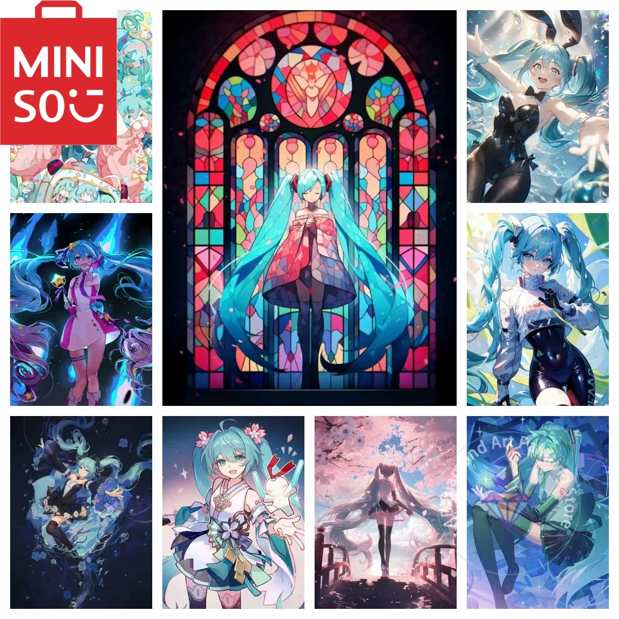 

MINISO 5D DIY Алмазная картина Набор для рисования Вышивка Квадратный или круглый Алмаз Хацунэ Мику Вышивка Искусство Украшение ручной работы