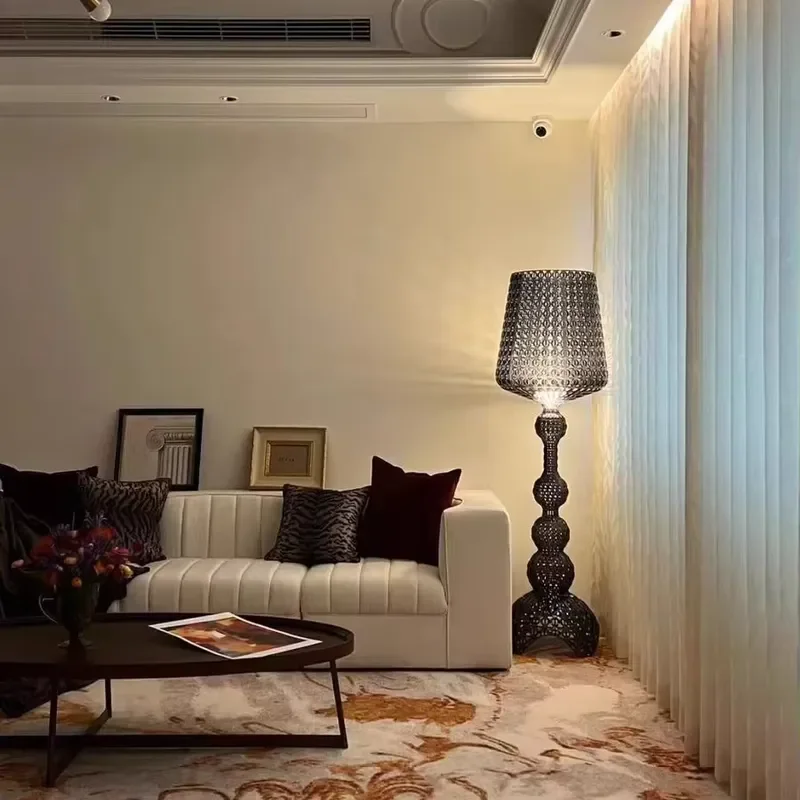 Acrylic Hollow Floor Lamp Wine Glass Shape Decorative Light for Sofa Side Bedroom Black White Green Standing view 2