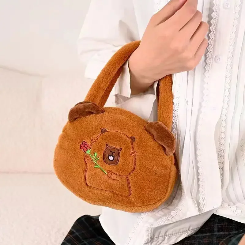 Kapybara mochila de delfín de dibujos animados, bolso de hombro de juguete de felpa de doble propósito, bolso de mano de muñeca linda, Delfín de agua feo