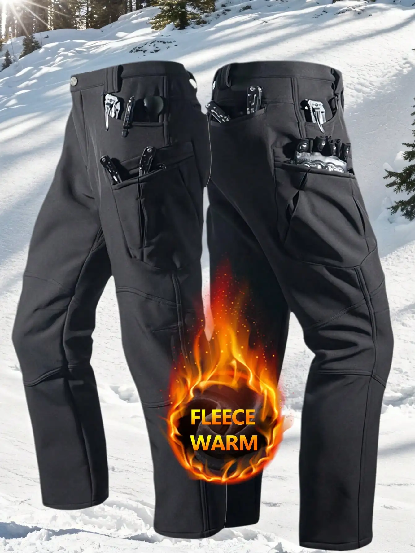 

Мужские флисовые брюки-карго с защитой от ветра, мягкие, с множеством карманов, для активного отдыха, работы, походов и катания на лыжах