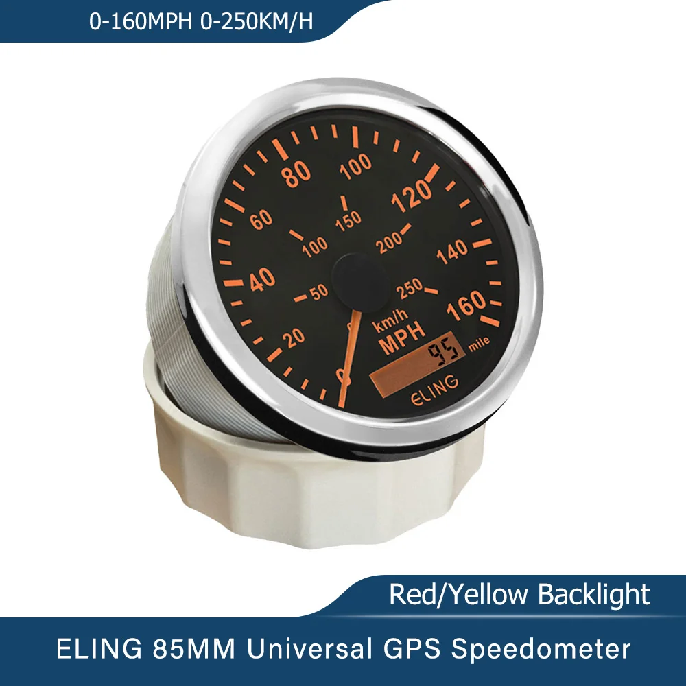 ELING 85mm GPS Speedometer Odometer 0-40MPH 80MPH 0-160MPH with Total Mileage Adjustable with Backlight for Car Trucks Boats