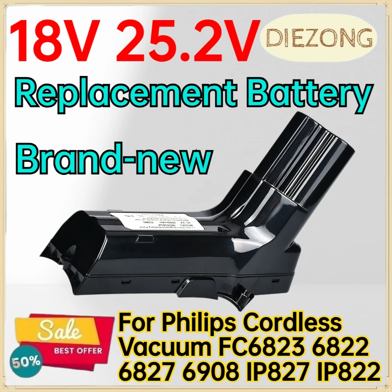 Brand‑new 18V 25.2V Replacement Battery for Philips Cordless Vacuum FC6823 6822 6827 6908 IP827 IP822