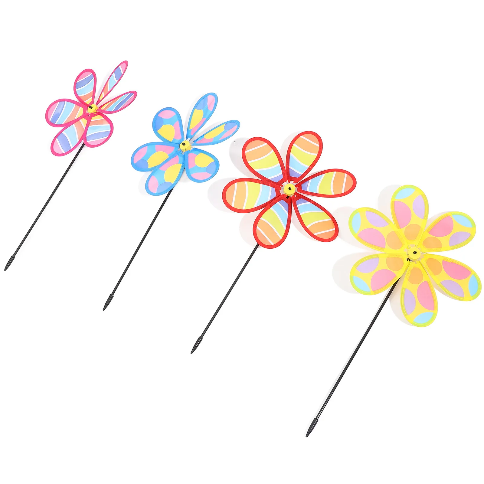 

Набор из 4 декоративных вращающихся ветряных мельниц-колышков для украшения сада и ландшафта, красочные вращающиеся украшения для газона