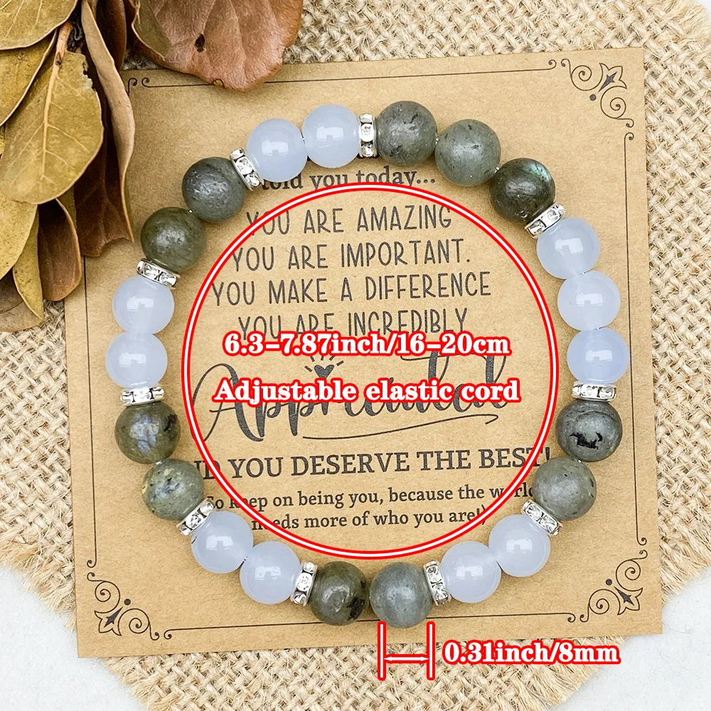 8MM Personalized Fashion Black Flash Stone Blue Glass Beads Bracelet Men Women Eliminates Worries Jewelry Daily Holiday