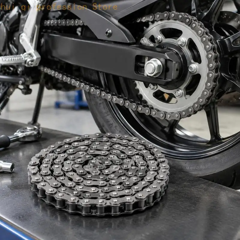 428 Chain 132 Links Motorcycle Drive Chain with Iron Construction and Plates, Pins, and Rollers for Rear-Wheel Drivetrain