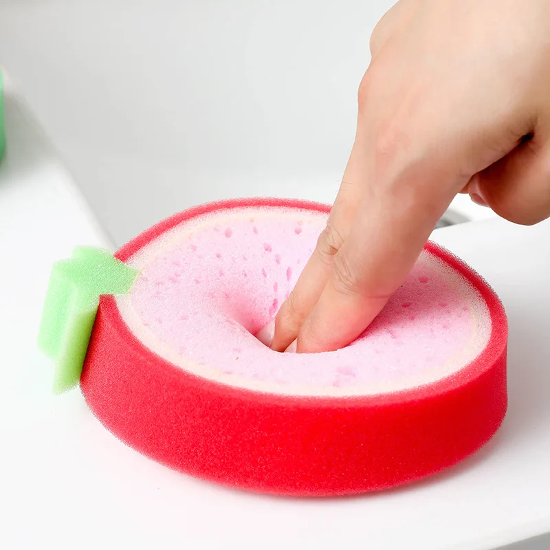 Cute Fruit Shape Thickened Sponge Dishwashing Wipe Washcloth Kitchen Household Pot Brush Dish Sponge Kitchen Cleaning Tools