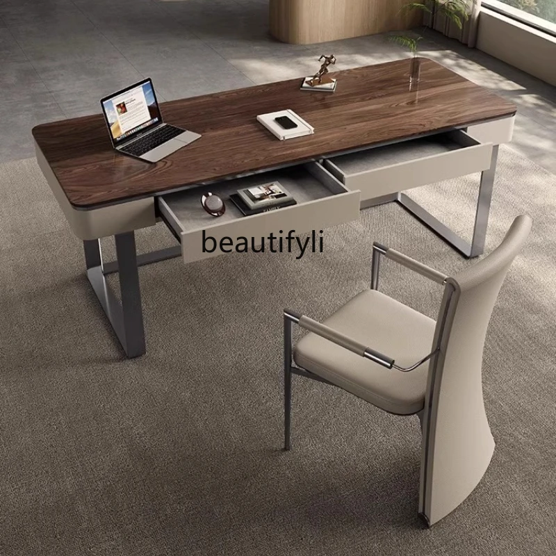 

Italian walnut office desk home modern writing desk computer desk