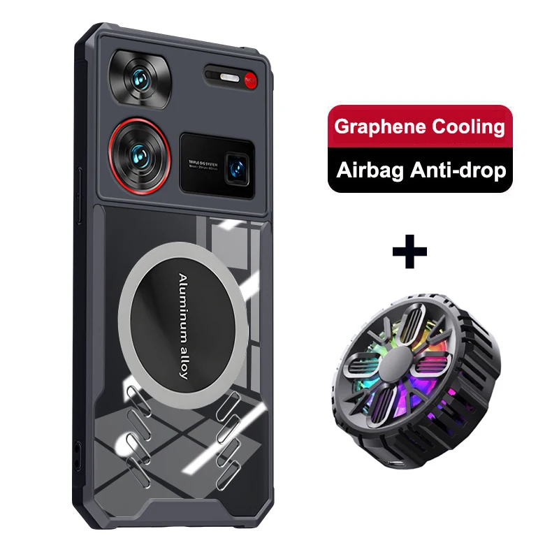 

For Nubia Z60S Pro Z60 Z70 Ultra Cooling Heat Dissipation Magnet Phone Case Airbag Anti-drop Soft HD Transparent Cover Cases
