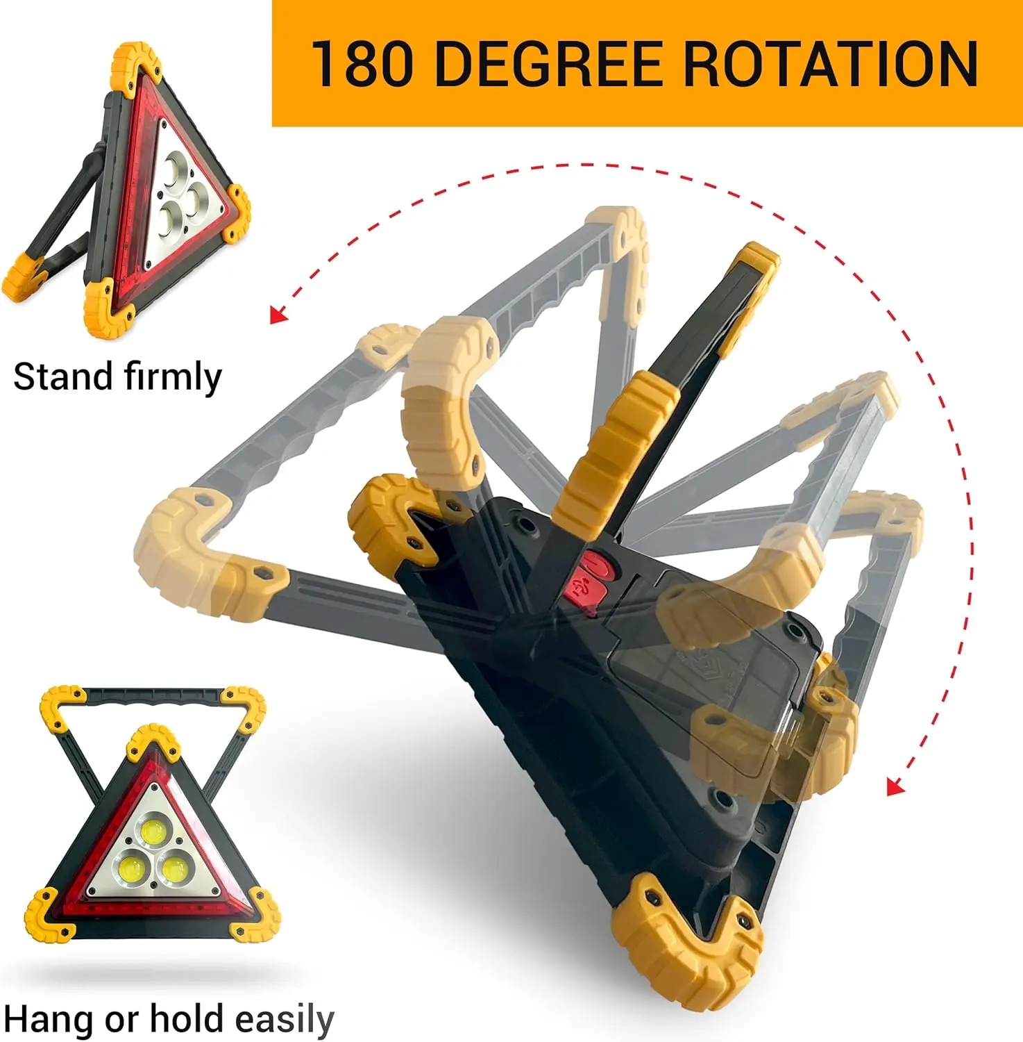 Emergency Rechargeable LED Triangles Warning Lights for Cars, Signal Light with USB for Vehicle Truck Accident Repairing Hazard