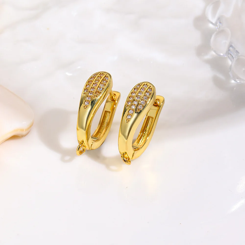 4Pair of simple copper oval ear hook ear buckle women's U-shaped earrings earrings accessories DIY jewelry production materials