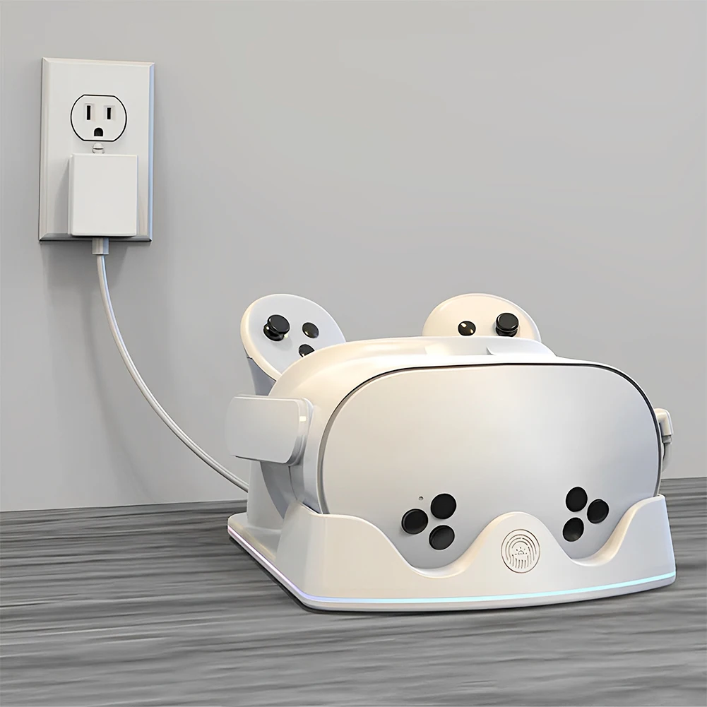 Charging Dock for Meta Quest 3S VR Charging Station with RGB Light Headset Display Stand and Controller Mount Controller Holder