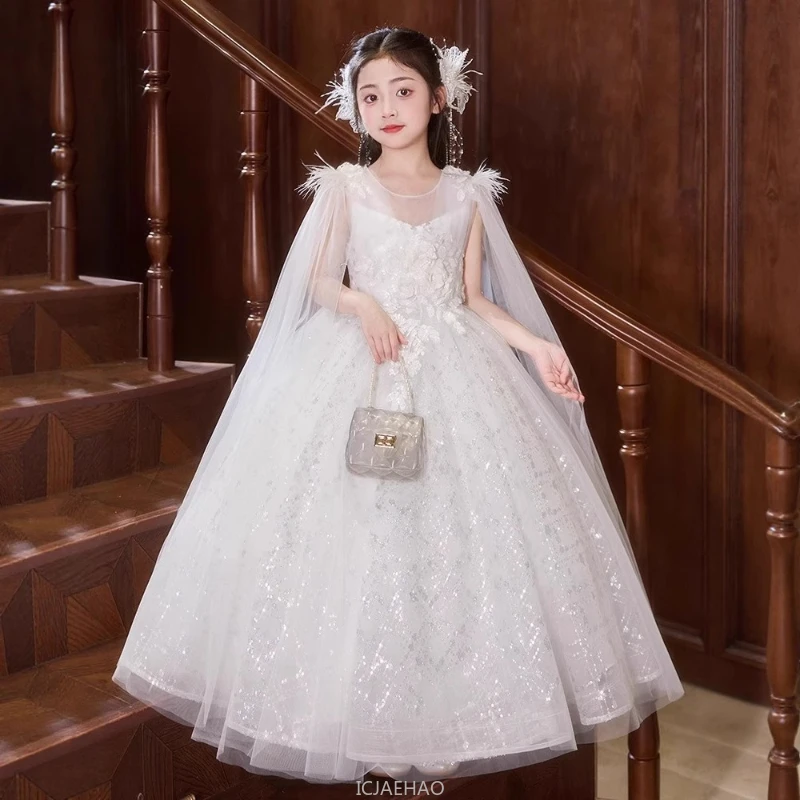 

Girls Evening Princess Dress Birthday Party Pageant Fashion Show Performance Outfit Gown Kids Clothes Piano Recital Children