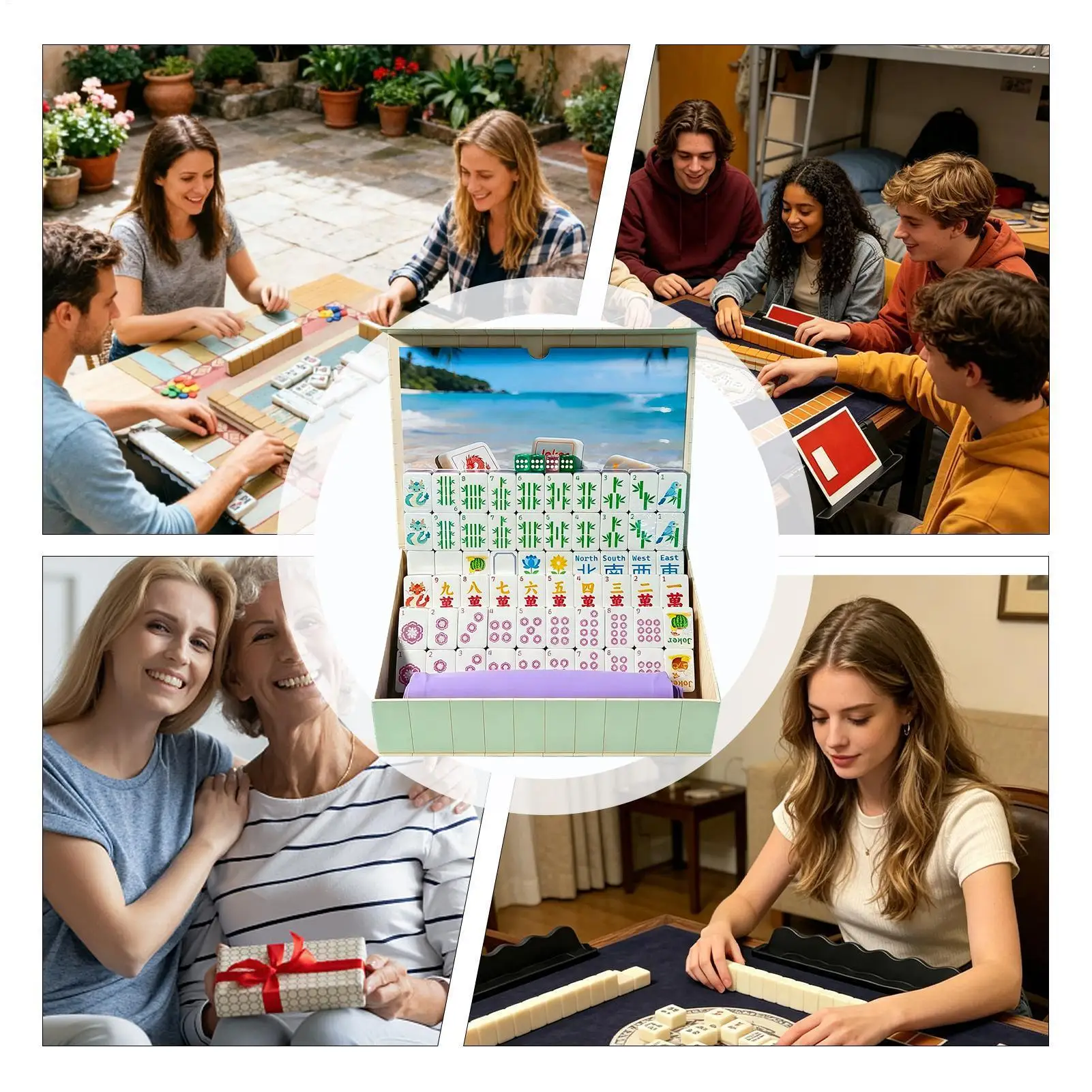 Floating Water Mahjong Set, Waterproof 160 American Mahjong Tiles for Pool Parties, Backyards, Camping, Beach Vacations Outdoor