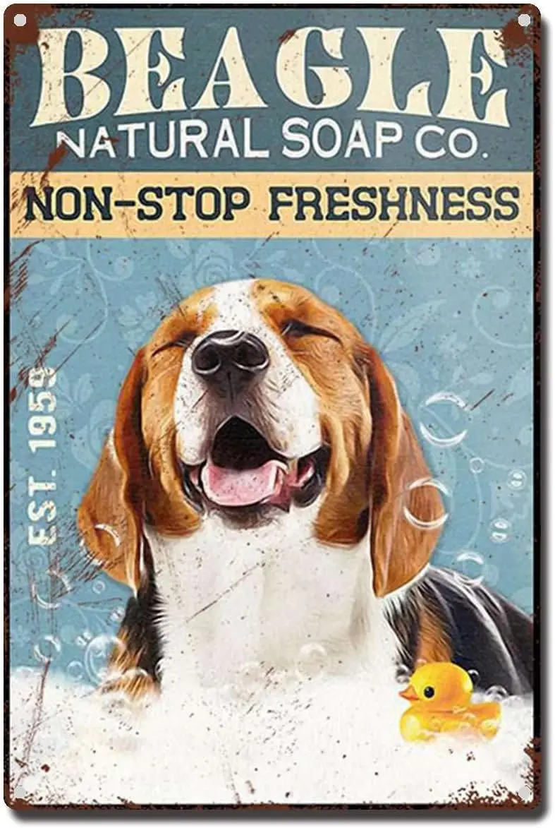 Tin Sign Beagle Nature Soap Non Stop Freshness Aluminum for Coffee Home Wall Decor -Tin Sign-aluminum
