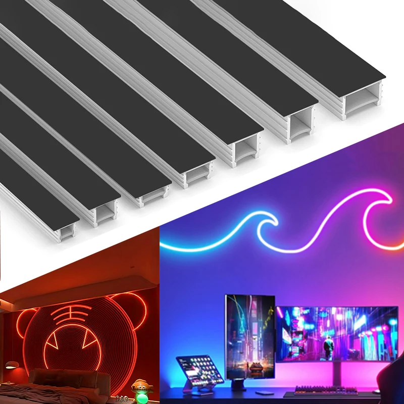 1-5M Recessed Black Neon Sign Rope Tube IP67 Waterproof Silicone Led Strip Sleeve Channel Diffuser Flexible Neon Soft Tape Light