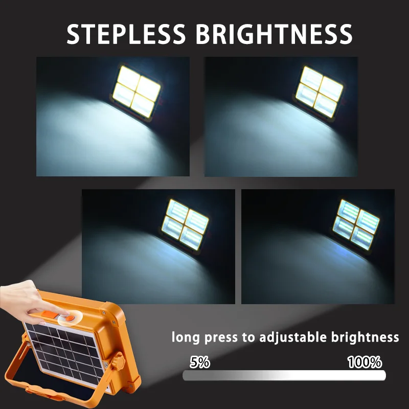 Rechargeable Strong Camping Light Portable LED Hiking Hook Tent Lamp Outdoor Powerful Solar Spotlight Maintenance Work Light