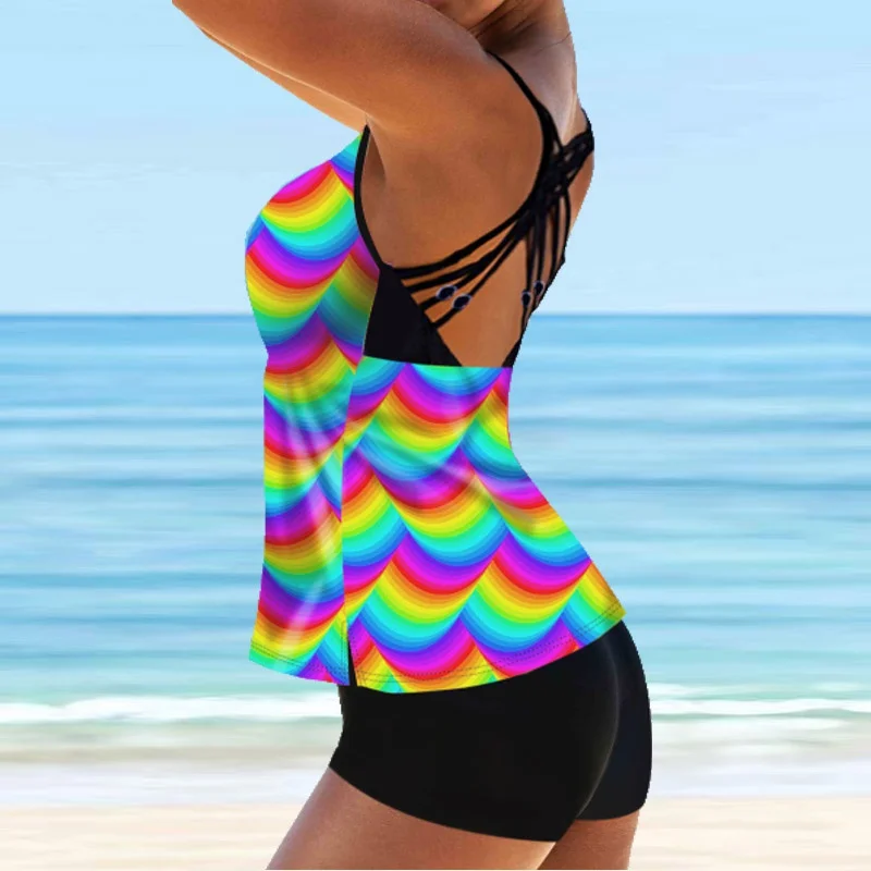 2023 New Beach Swimwear Summer Women\'s Fashion Tankini Swimwear Fashion Design Printed Swimwear Women\'s Two Piece Set Monokini