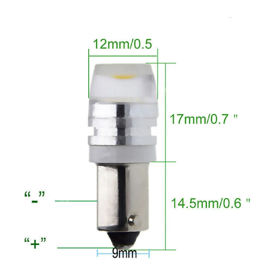 Ba9s t4w LEDカーインジケーターランプ、2w電球、dc 6v 12v 24v、ドーム型、マップライト、サイドウェッジ、マーカー電球、バーイエロー、2個