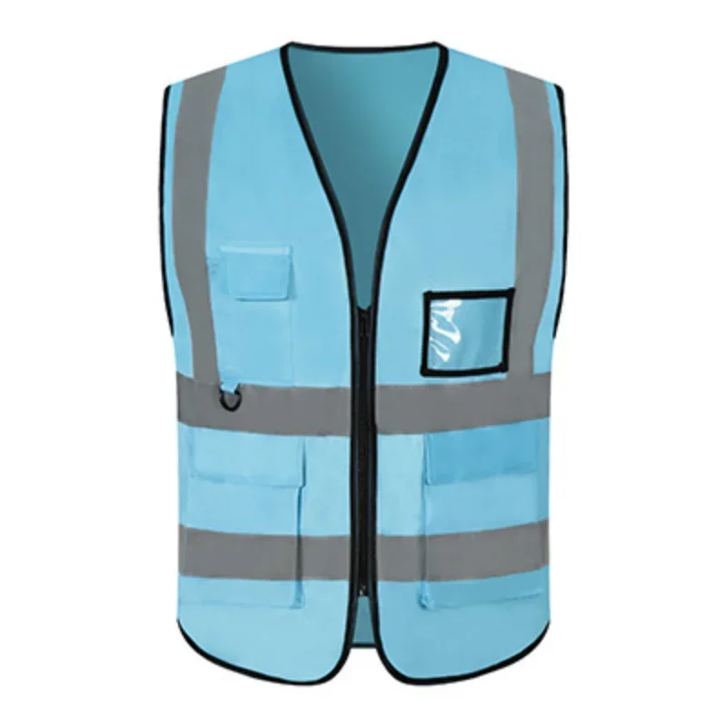 Breathable safety vest in bright colors with multiple pockets for transportation, railway and coal mine
