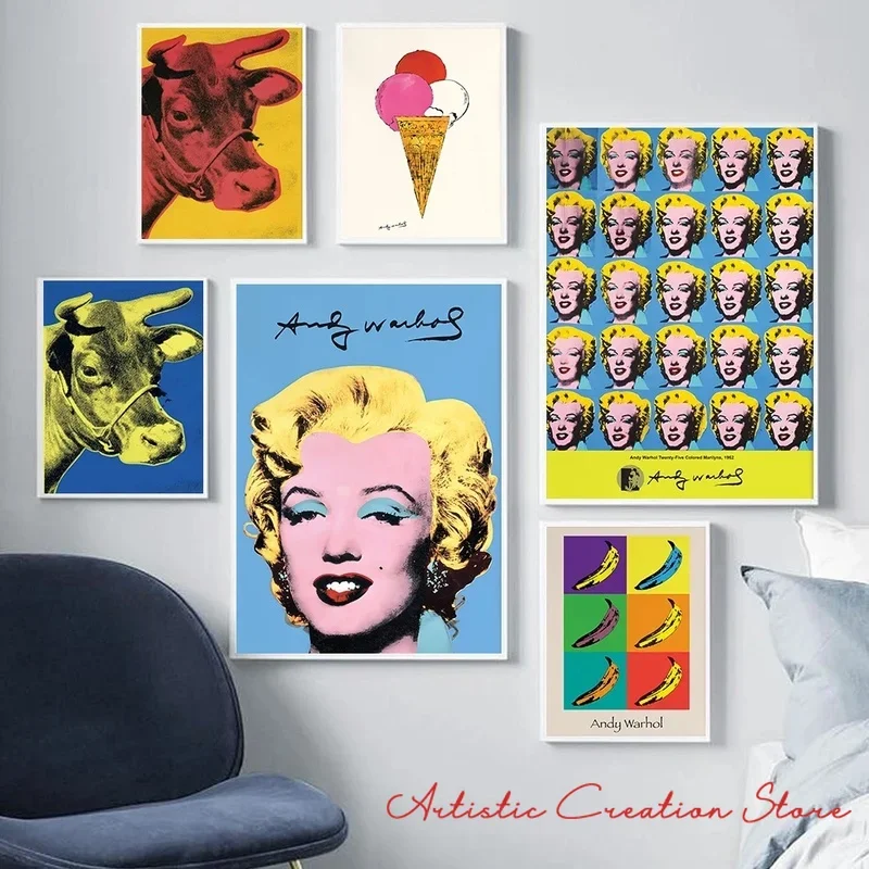 Famous Andy Warhol Marilyn Monroe Colorful Canvas Painting Poster Print Modern Decor Wall Art Picture for Living Room Home Decor