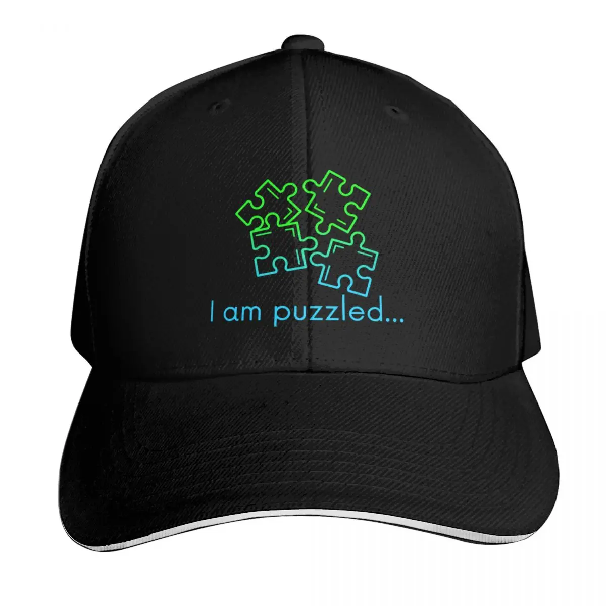 I am puzzled, funny jigsaw-puzzle pun in an ombre effect Baseball Cap Men Women Casual Summer Sport Sun Cap