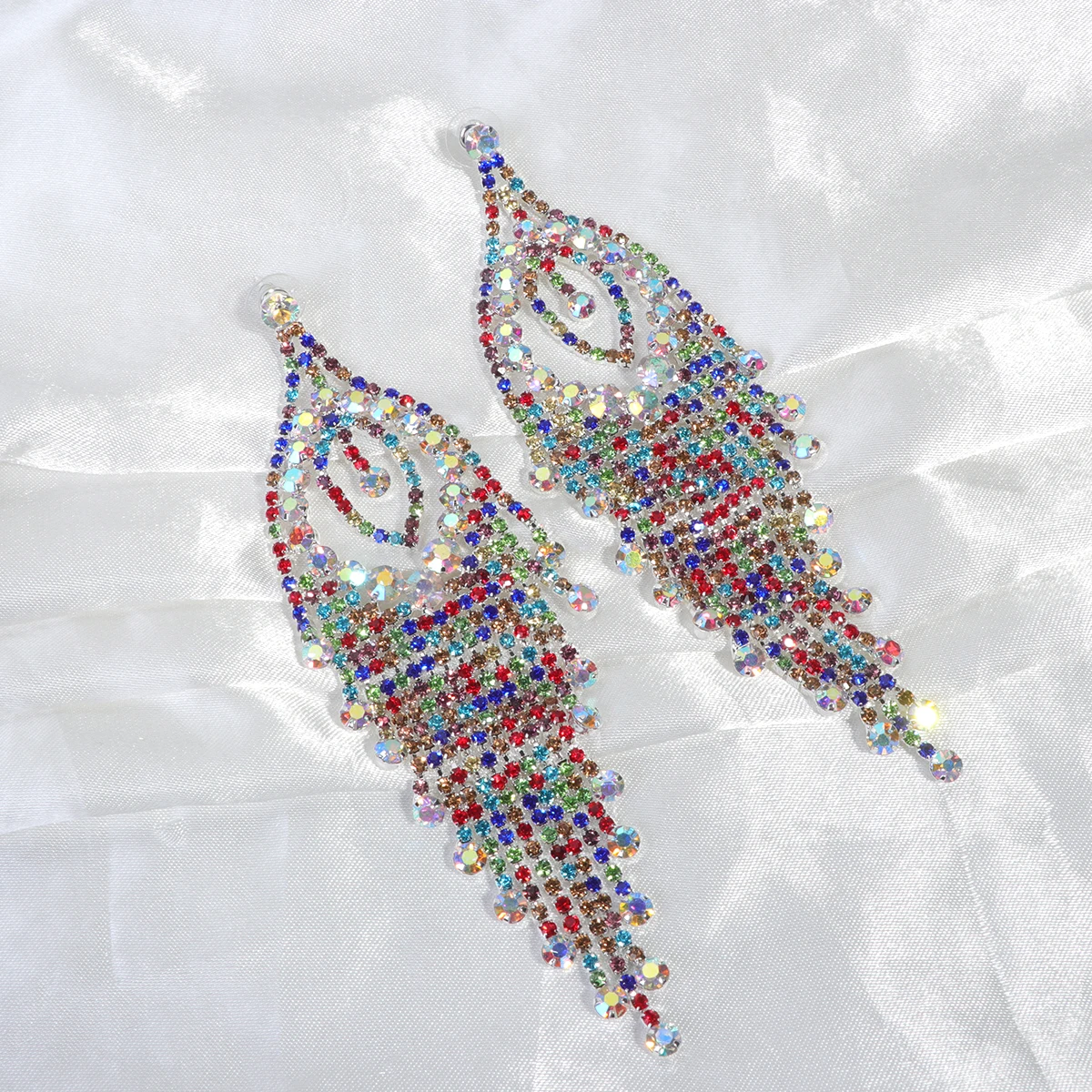 

Tassel Earrings Dancing Party Jewelry Exaggerated Elegant for Ladies Eardrops Rhinestone