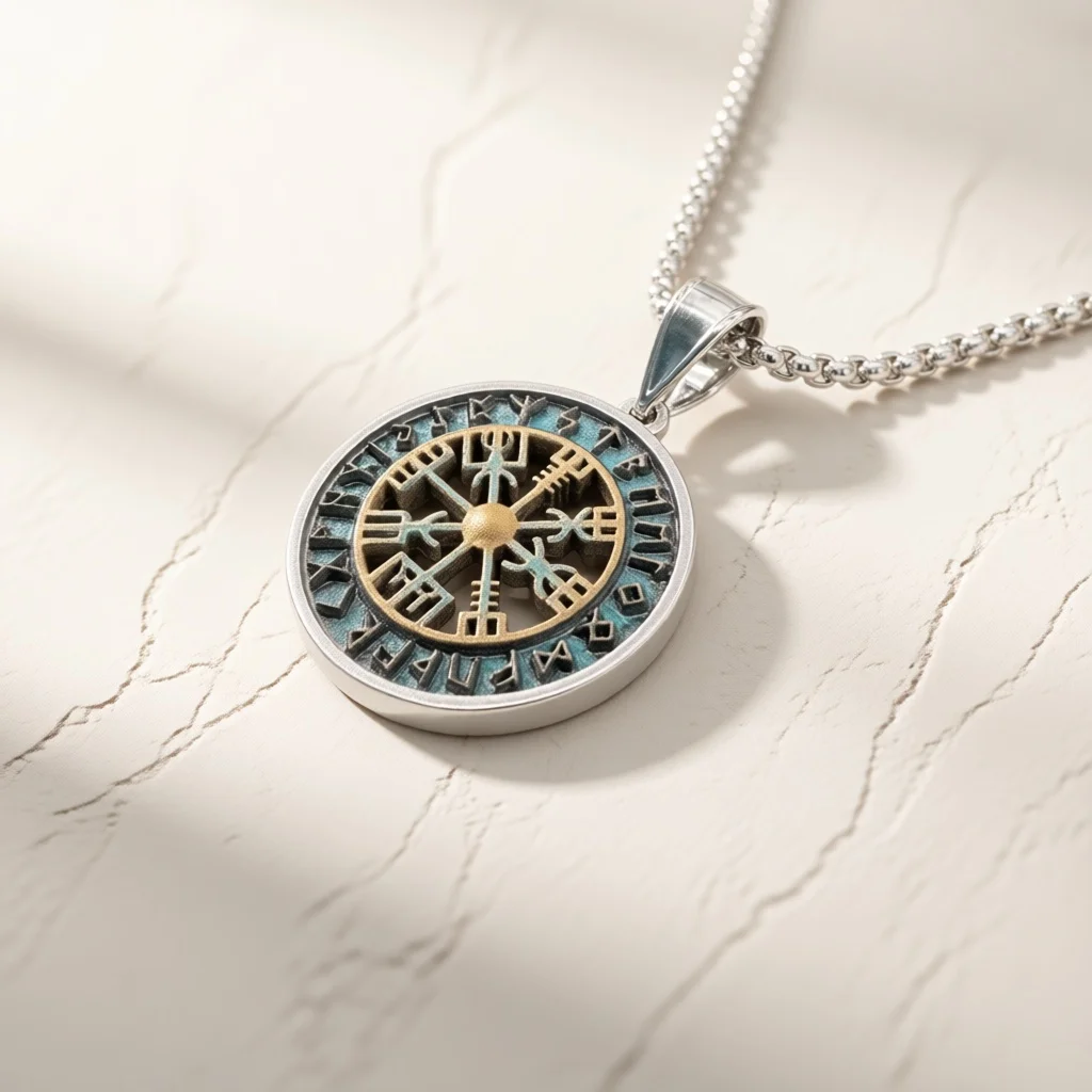 Compass pendant necklace, hollow round enamel collarbone chain, vintage amulet, fashionable jewelry, men's and women's gifts