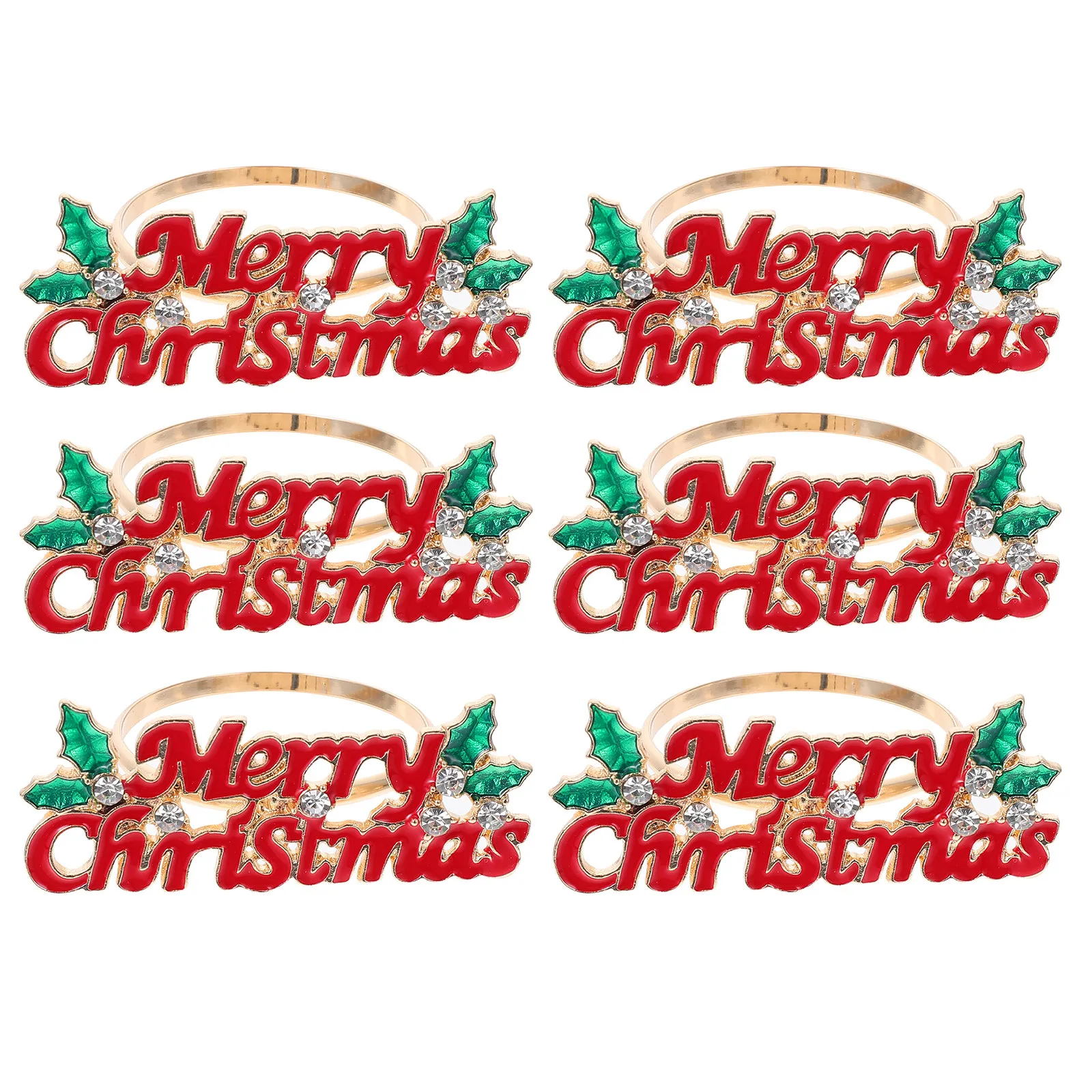 

6Pcs Xmas Napkin Holders Premium Alloy Napkin Rings Modern Table Accessories for Dining Decoration Red Xmas Dining Table Decors