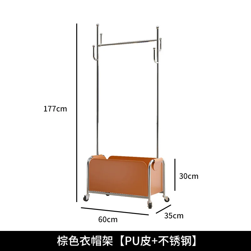 Coat rack Floor-to-ceiling household hanger Movable simple light luxury storage Bedroom Living room Internet celebrity Stainless