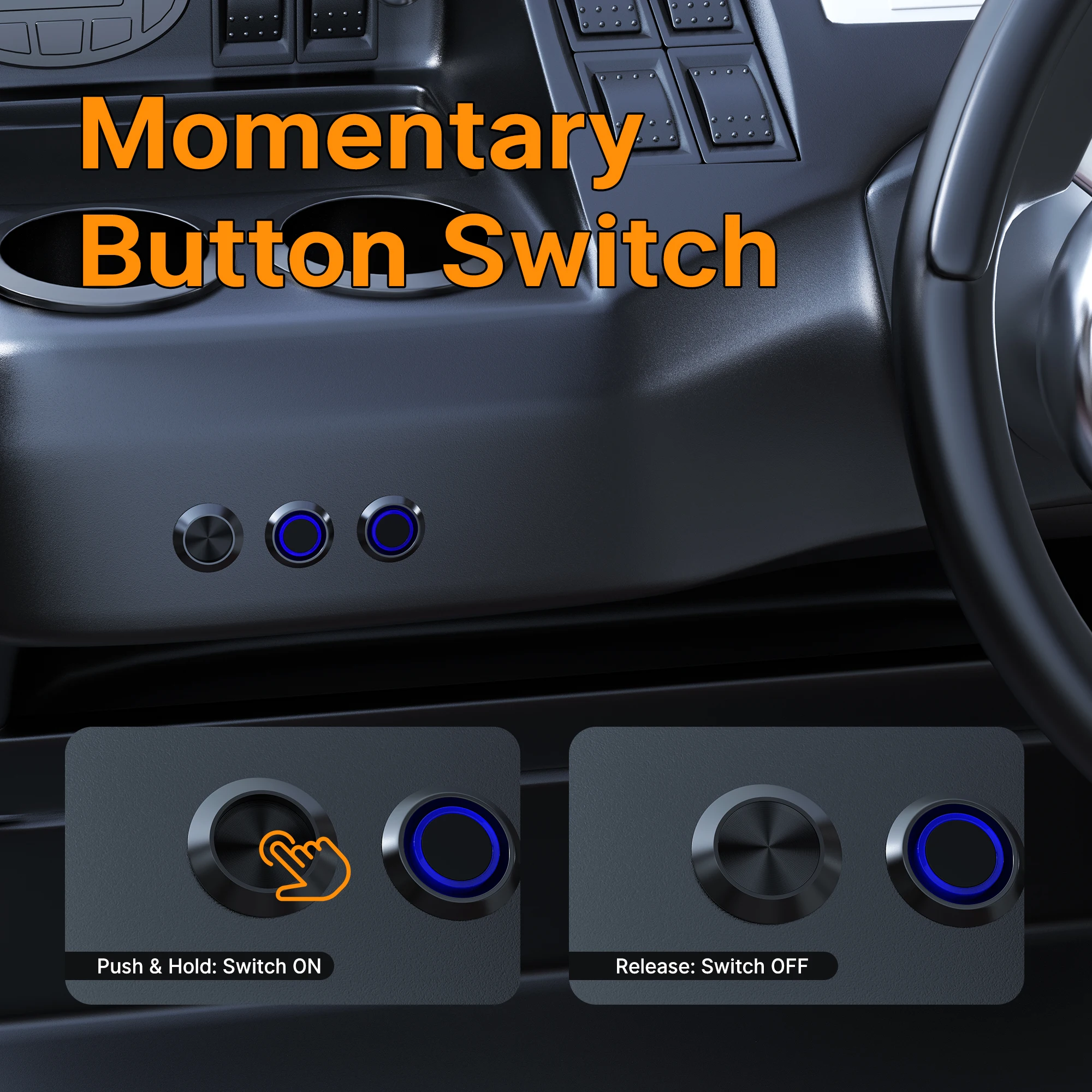 2PCS 16MM Momentary Push Button Switch 12V 5A Screw Terminals Waterproof Black Shell 3A 250V Waterproof Metal Momentary Switch