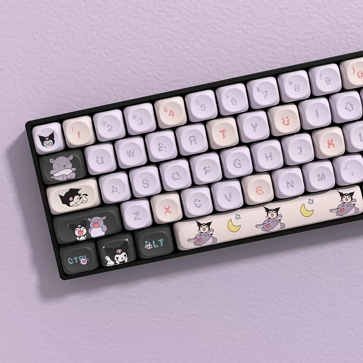 Sanrio Kuromi Keycaps MOC KOC Profile Five-Side Sublimated PBT KeyCap for Alice ISO Layout Mechanical Keyboards Split Spacebar