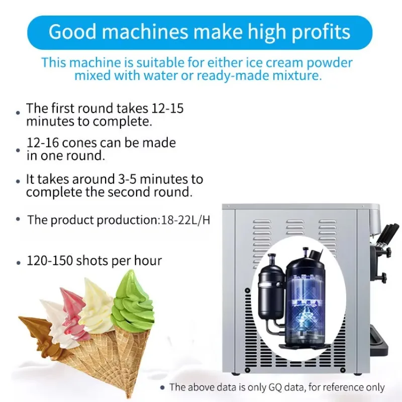 Soft Serve Ice Cream Making Machine Automatic Three Flavors Cream Cart Ice Cream Maker