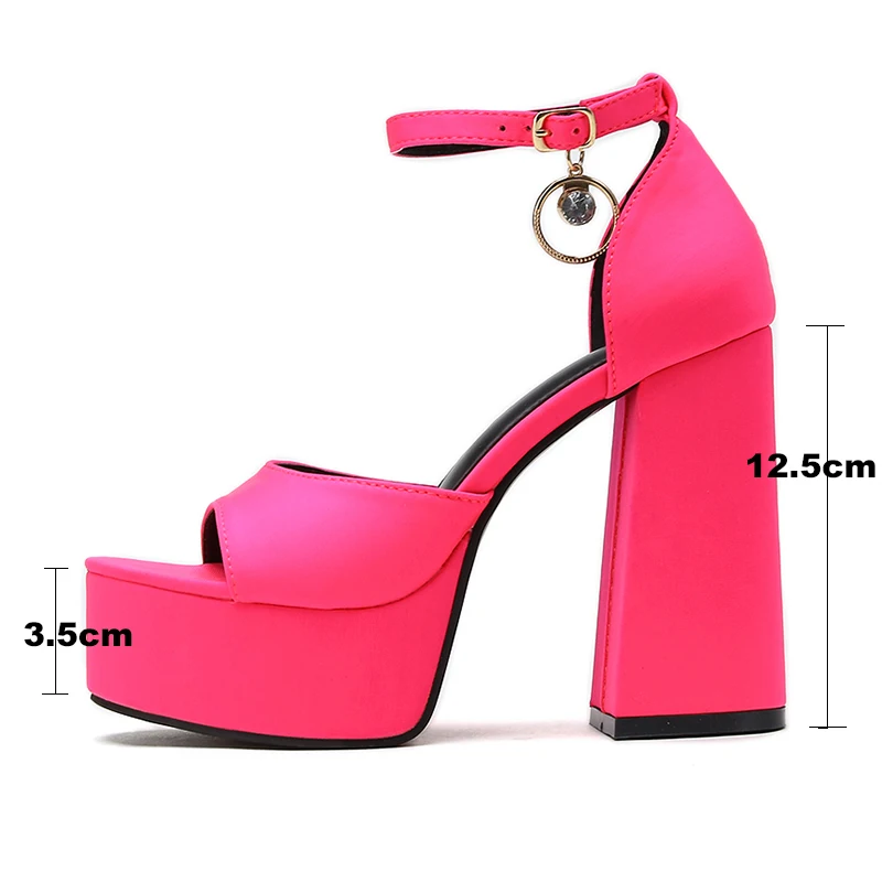 Kcenid New Women Sandals Summer Shoes Sexy Peep Toe Thick High Heels Platform Blue Black Dress Party Wedding Shoes Woman Pumps