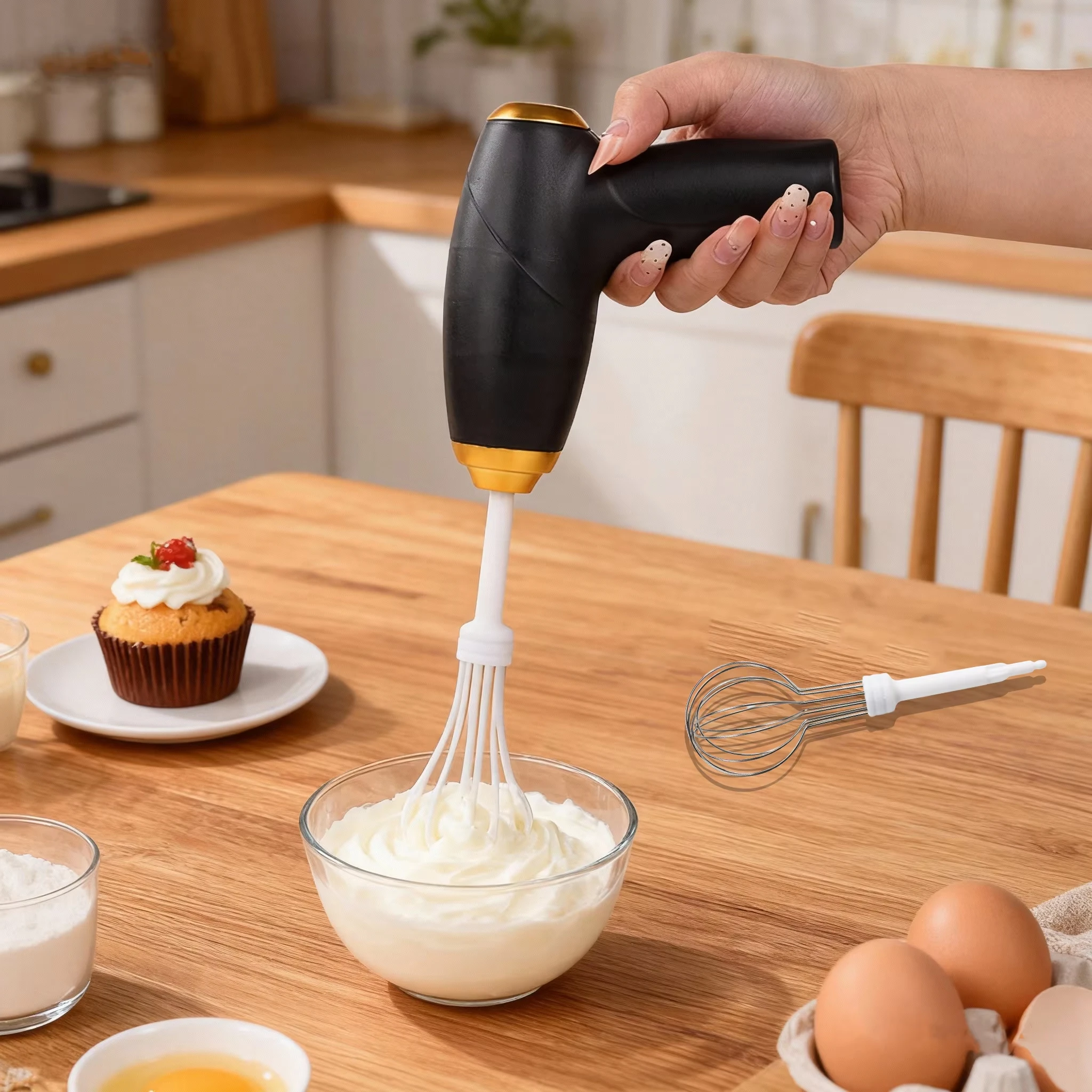 Rechargeable 3-Speed Electric Handheld Milk Foamer Cream Mixer Egg Beater Kitchen Foam Tool for Coffee Latte Espresso