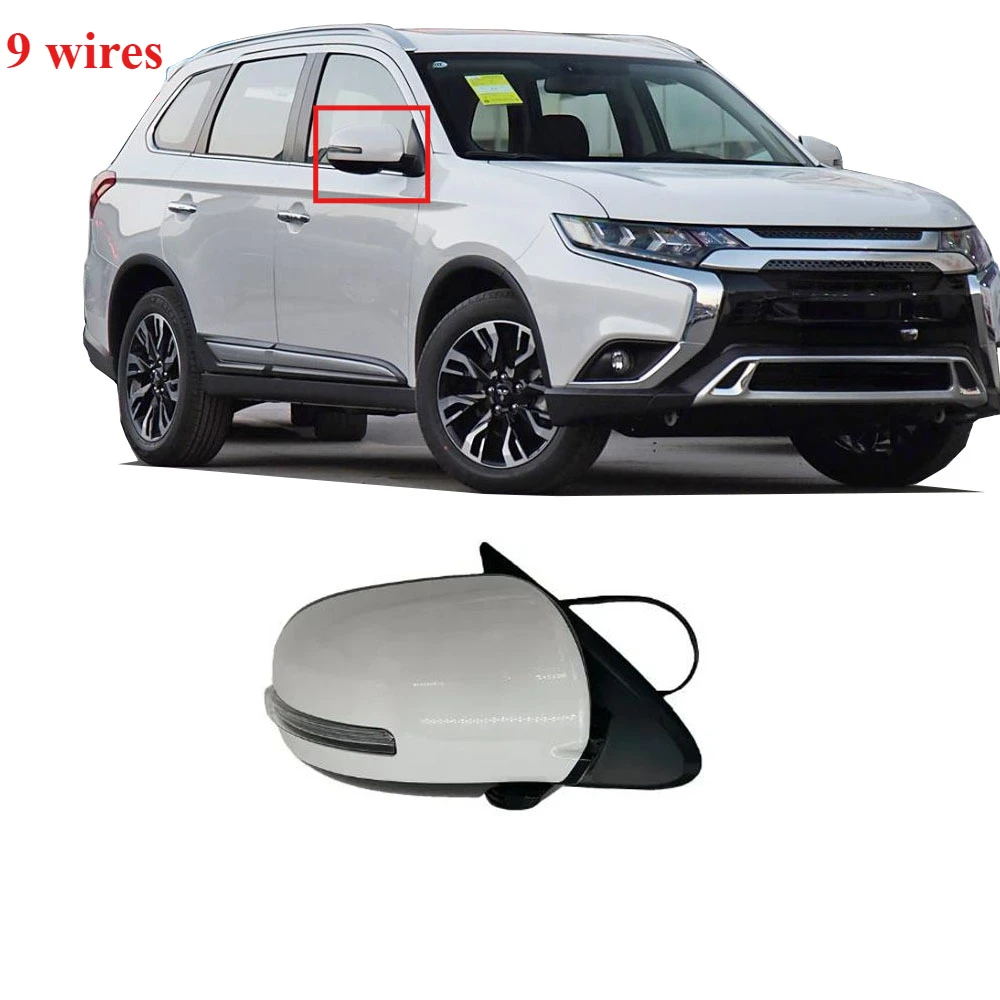 1 PCS Black or White LHD 9 Wires Led Side Mirror for Outlander 2013-2020 7632A793 Auto Fold Rear Glass Heat for Airtrek GF GG