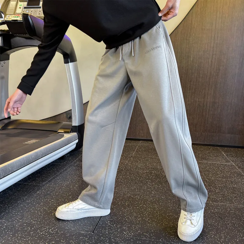 

American High Street Sle Casual Pants Men's Spring Autumn Loose Spor Sweatpants Heavy Drape Straight Leg Trousers