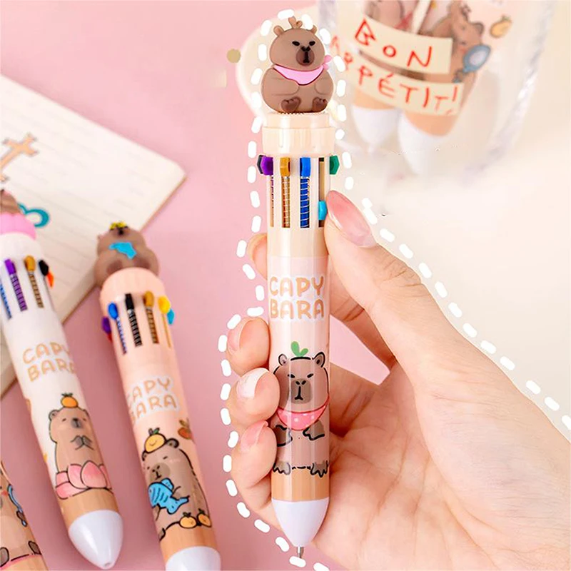 10-Color Capybara قلم حبر جاف لطيف 0.5 مللي متر الملونة الحبر هلام القلم اللوازم المكتبية المدرسية القرطاسية قلم متعدد الألوان