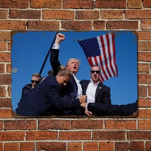 Trump Assassination Attempt Aluminum Metal sign Poster Print