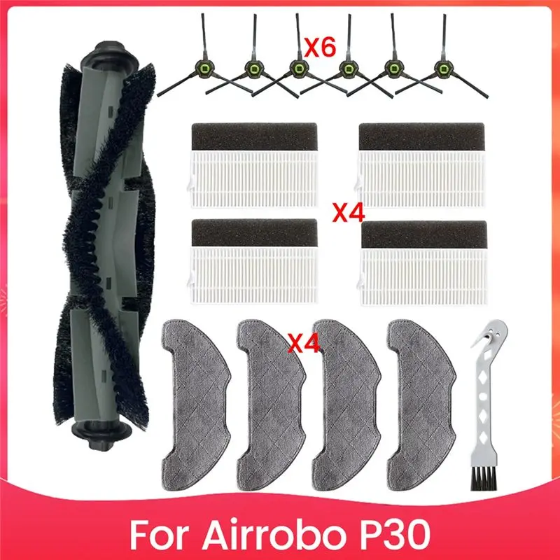 

A70Z Fafa】16PCS Main Brush Side Brush Hepa Filter Mop Pads For Airrobo P30 Vacuum Attachments