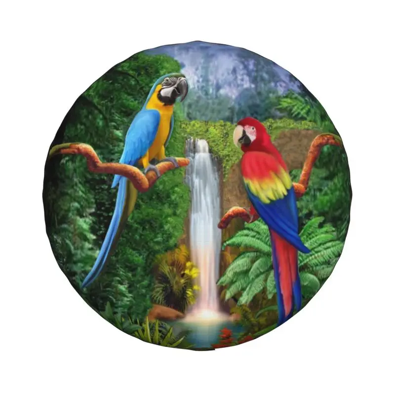 Macaw Tropical Parrot Birds Spare Tire Cover for Mitsubishi Pajero Psittacine Bird SUV RV 4x4 Car Wheel Protectors Accessories