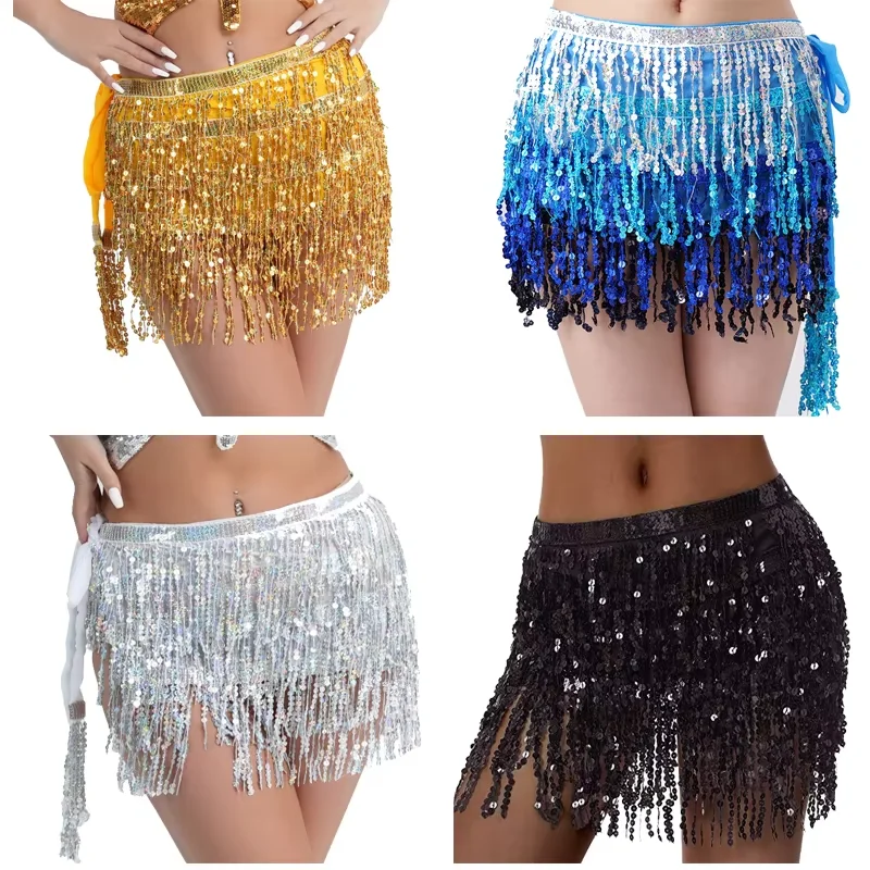 مثير المرأة الرقص الشرقي وشاح الورك الترتر شرابة حزام خصر الرقص ممارسة أداء الورك الخصر سلسلة هالوين تنورة كرنفال