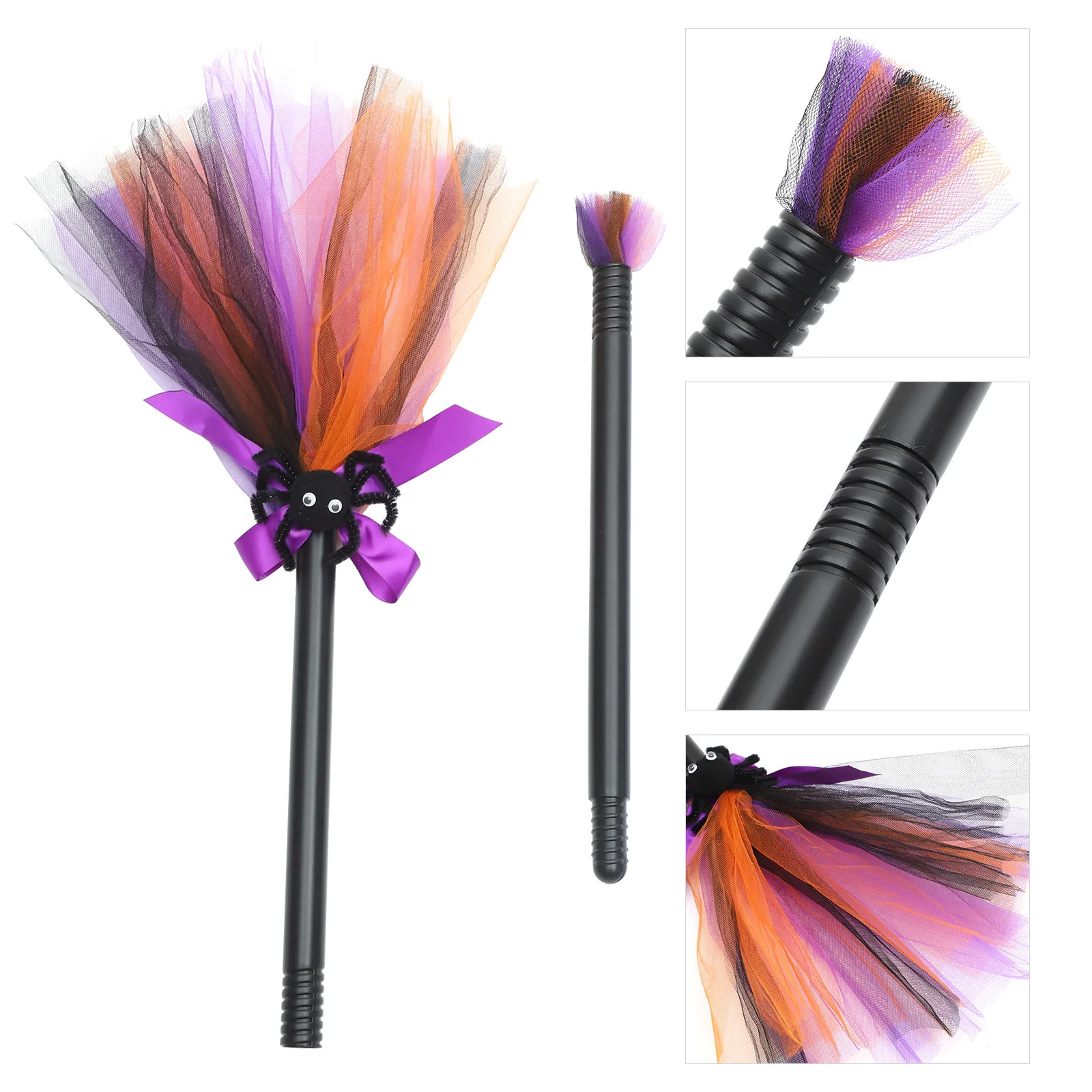 Witch Broom Cosplay Halloween Party Plastic Witch Broom Prop Detachable Design for Women Girls Costume Accessories