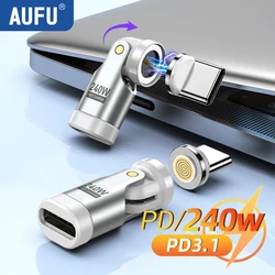 AUFU 9Pin Magnetic USB C Adapter 240W USB C to Type C Fast Charging USB C Female Converter for iPhone 16 15 Laptop Macbook Samsu
