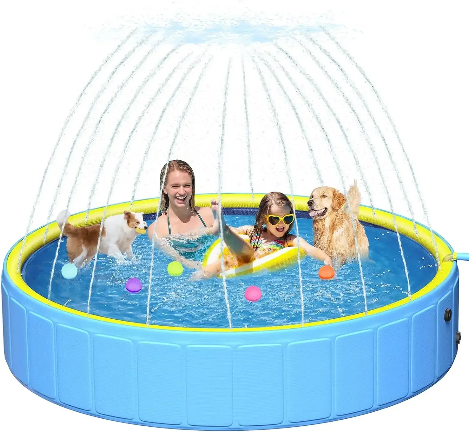 Sturdy Hard Plastic DogPool Anti-Slip,Foldable Portable Kiddie/Kids Sprinkler SwimmingPools,Duck Pet Large Bath DogPools Outdoor