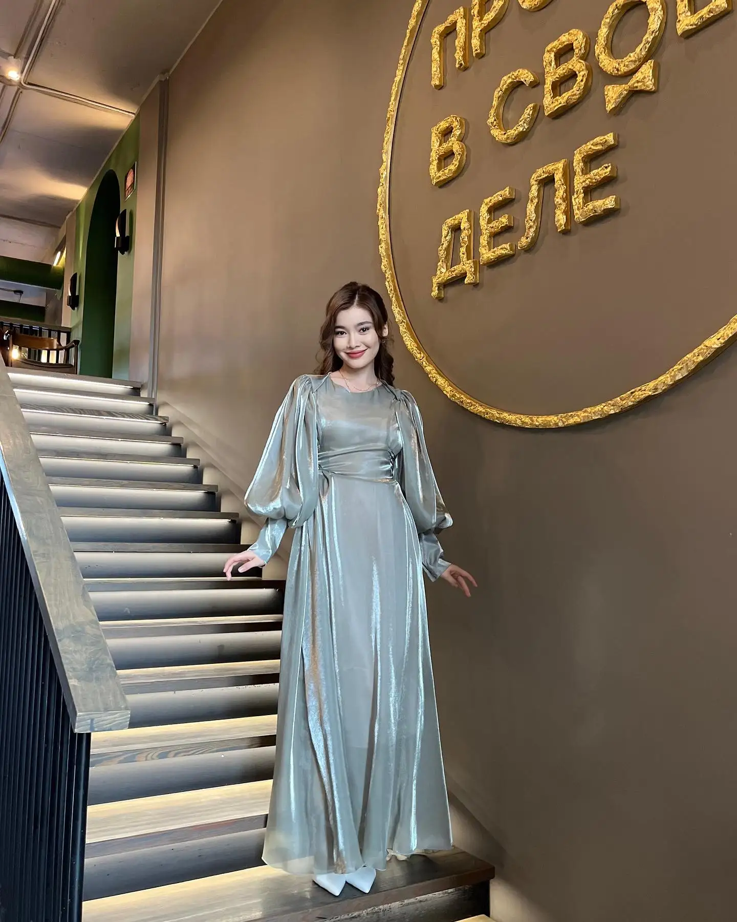 O-Neck Korea Garden Evening Dresses Long Puffy Sleeves Formal 프롬드레스 Customized Elegant Prom Growns Party Women Bride