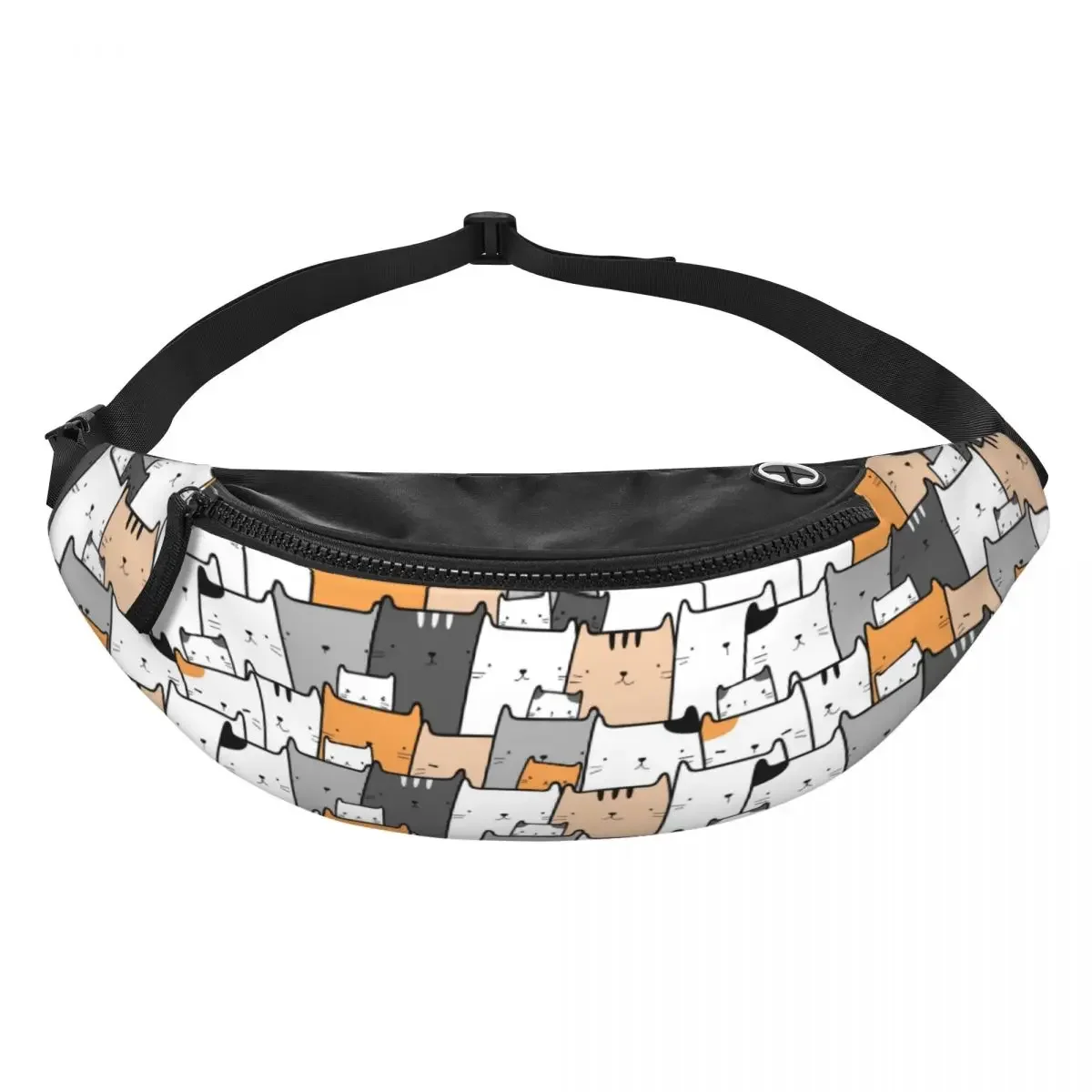 Gato dos desenhos animados Padrão Fanny Pack para mulheres e homens, gatinho bonito Crossbody, saco de cintura para viagem, ciclismo, bolsa de dinheiro para telefone