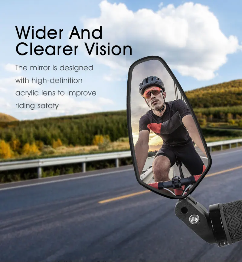 WEST BIKING-espejo retrovisor para manillar de bicicleta, Reflector de visión trasera de amplio alcance, ajustable, HD