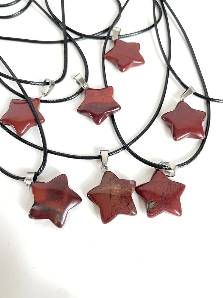 Trend Naturstein Hexagon Kristall Rosenquarz Opal Stern Anhänger Halskette für Frauen Fluorit Lapis Kugel Pendel Schmuck Geschenk