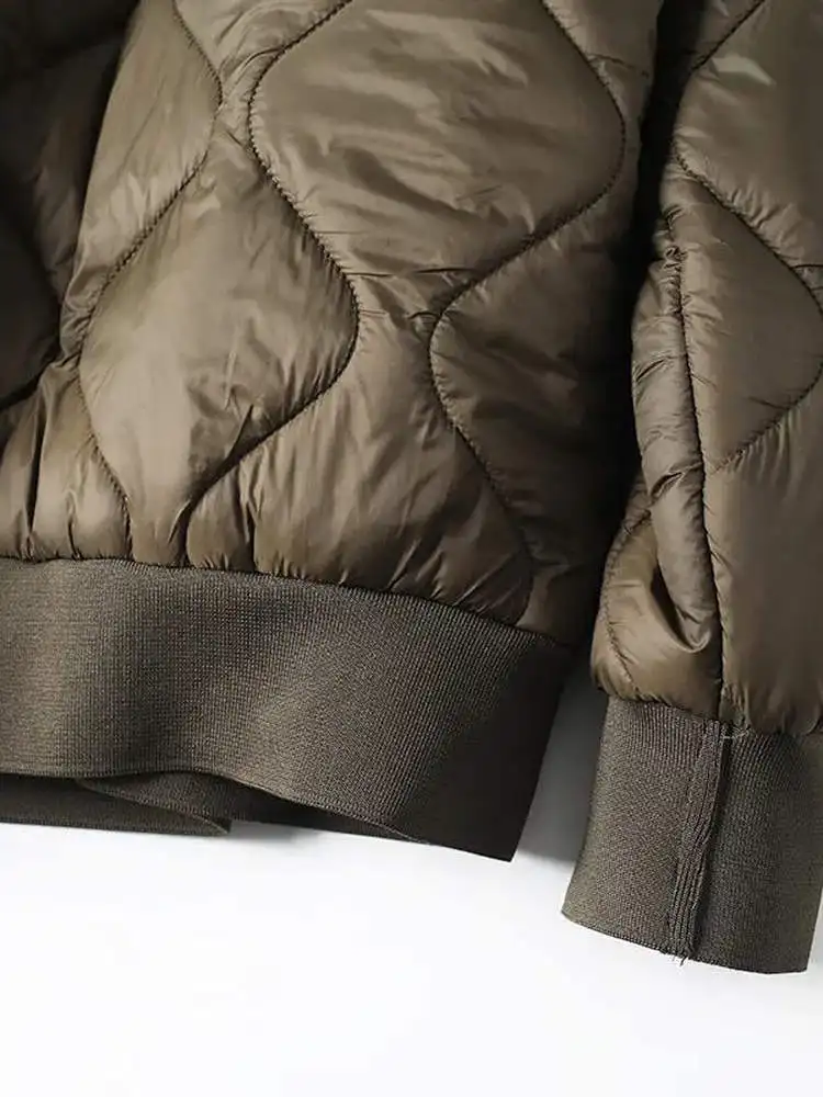 

Warm Cotton Jaet Hoodl Zipper Design ell Patterned Windproof Stand Collar f Zipper Youth Faion Thiened Cotton Coat